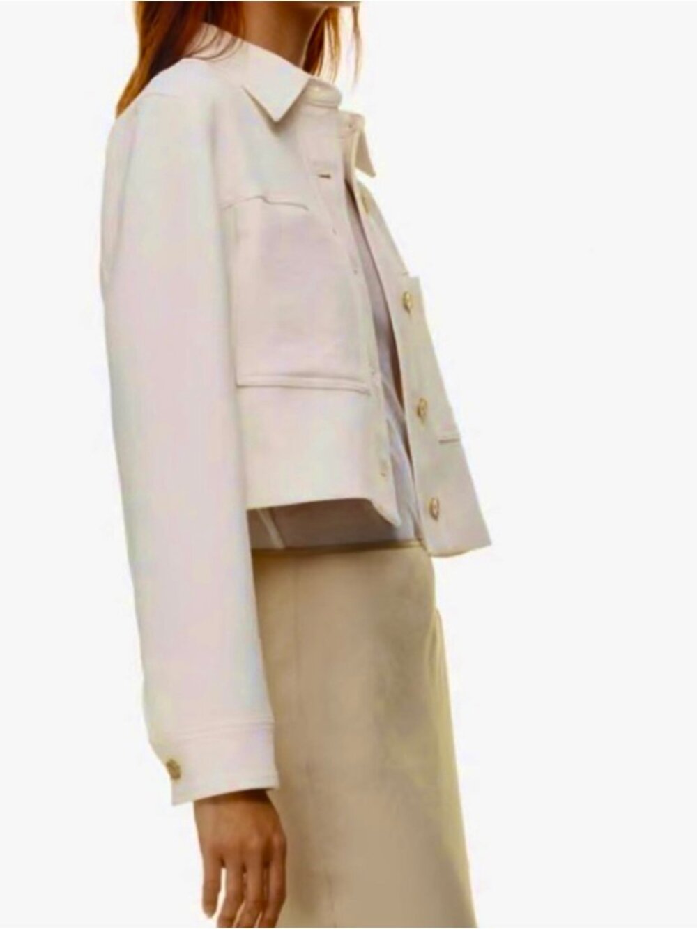NEW! Artizia Wilfred Little Cropped Jacket Button In Light Birch/Ivory XS - Picture 7 of 16